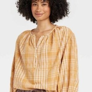 Universal Thread Yellow Plaid Blouse
